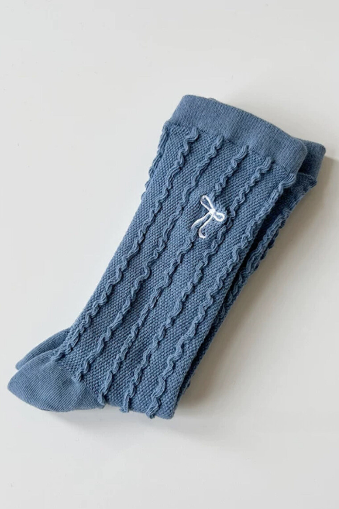 Textured Bow Socks, blue.