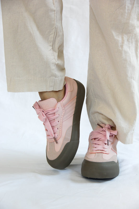 Model wearing Jena Pink Sneakers